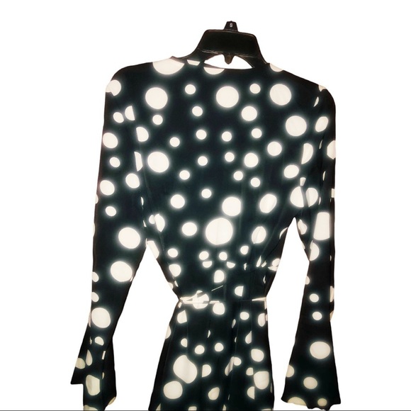 (69). Nasty Gal Collection Black White Polka Dot Dress NWT - Picture 7 of 11